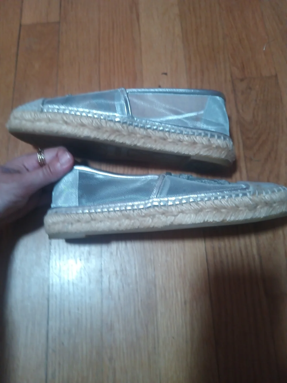 Chanel Silver Espadrille Flats - Women's Slip-On Shoes